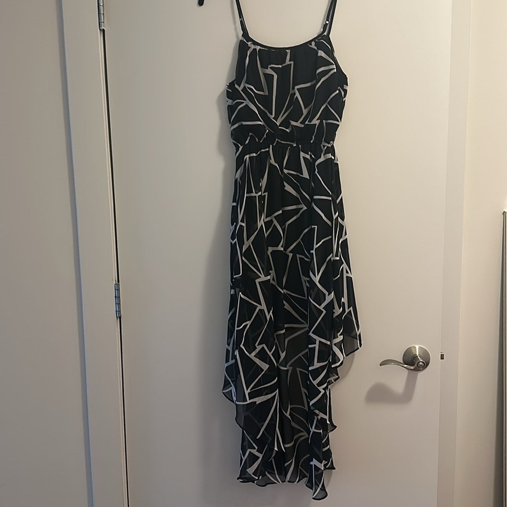 Aqua High-Low Patterned Dress - Picture 4 of 4